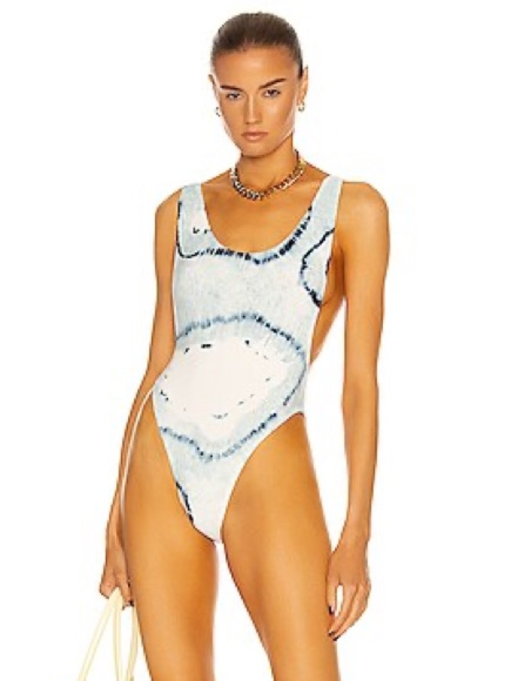 Norman Kamali Marissa Swim Suit in Blue Tie Dye